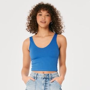 Seamless Fabric Ribbed Crop V-Neck Tank